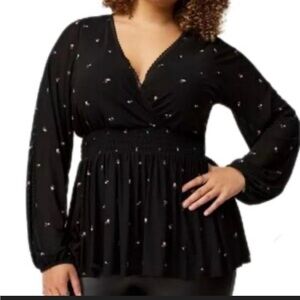Torrid Black Blouse with Pink Accents
